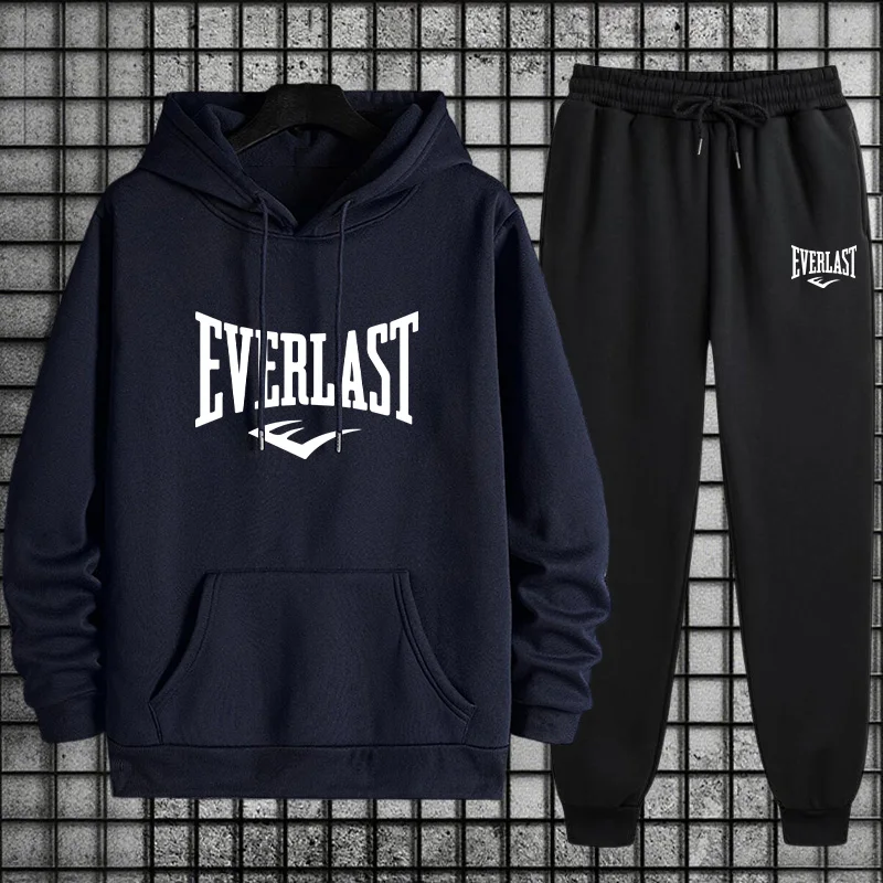 2025 Felpa con cappuccio per abbigliamento sportivo da uomo nuovo arrivo e pantaloni sportivi neri Autunno Inverno Moda casual urbana Tuta con cappuccio calda 5