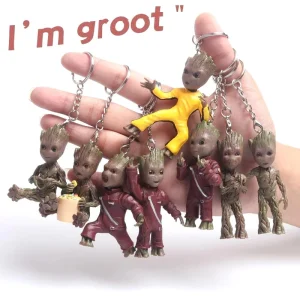 Groot Anime Figure portachiavi Mini Tree Man Car Hanging ciondolo Groot Doll portachiavi regali giocattolo per bambini Home Decor modello in miniatura 1