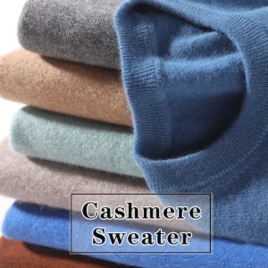 Maglione di lana e cashmere da uomo Pullover con o-collo Maglioni lavorati a maglia Autunno Inverno Manica lunga Maglioni di fascia alta Top Maglieria Maschile 3XL 1