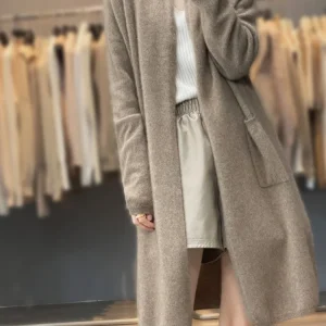 100% lana Merino primavera autunno Cardigan donna manica lunga maglione tinta unita sciolto caldo maglieria moda femminile cappotto lungo 1