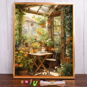 Kit punto croce stampato casa dei fiori per soggiorno decorazione domestica pittura appesa materiale per ricamo filo di cotone fai da te 1