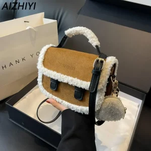 Borsa a tracolla in peluche autunno inverno per donna Borsa a tracolla pelosa Pochette sfocata e soffice con portamonete Borse casual in pelliccia sintetica 1