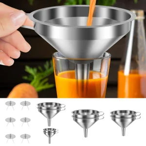 Imbuto da cucina in acciaio inossidabile da 7/14 pezzi con filtro rimovibile e manico Imbuti da cucina lavabili in lavastoviglie per farina d'olio 1