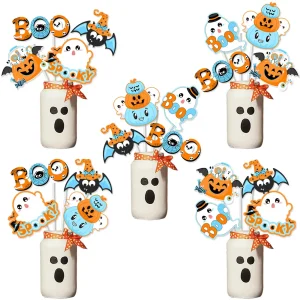 24 pezzi centrotavola a tema Halloween per ragazzo, toppers da tavola per feste, arancione, blu, spettrali, Boo 1