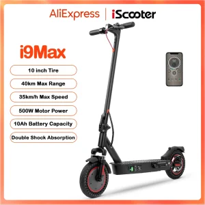 IScooter i9Max 10in Scooter elettrico Max Motor 500W Scooter a doppio assorbimento degli urti per Scooter per pneumatici a nido d'ape per adulti 35 KM/H 10Ah 1
