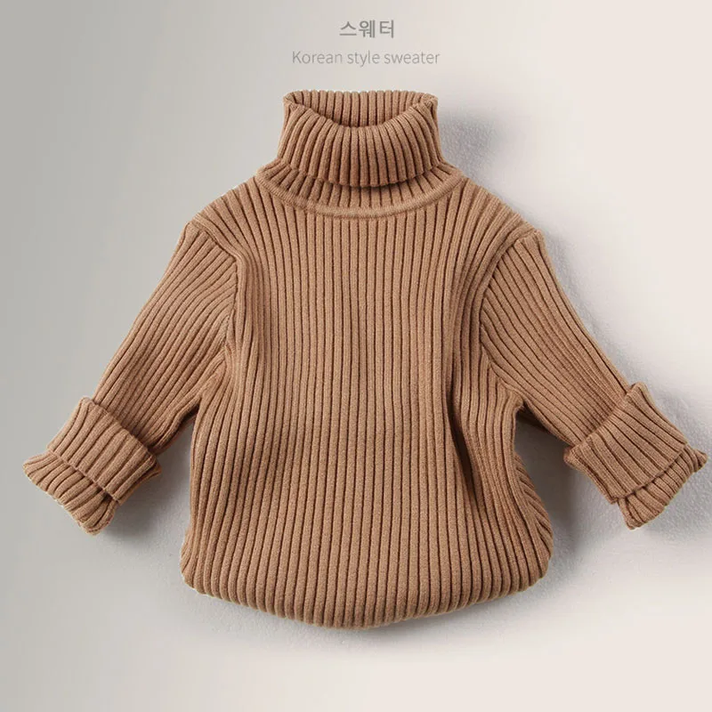 Autunno inverno nuovi neonati maschi ragazze maglioni dolcevita bambini Pullover Top tinta unita maglioni fondo lavorato a maglia abbigliamento per bambini 6