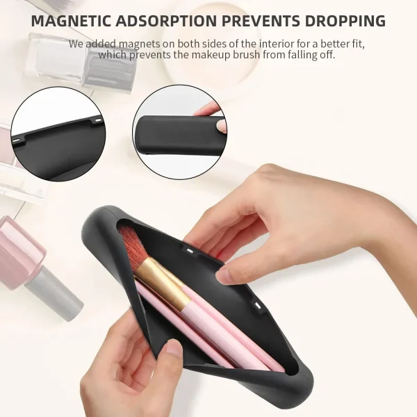 Custodia per pennelli per trucco in Silicone custodia per pennelli per trucco impermeabile supporto da viaggio borsa per cosmetici portatile magnetica multiuso 3