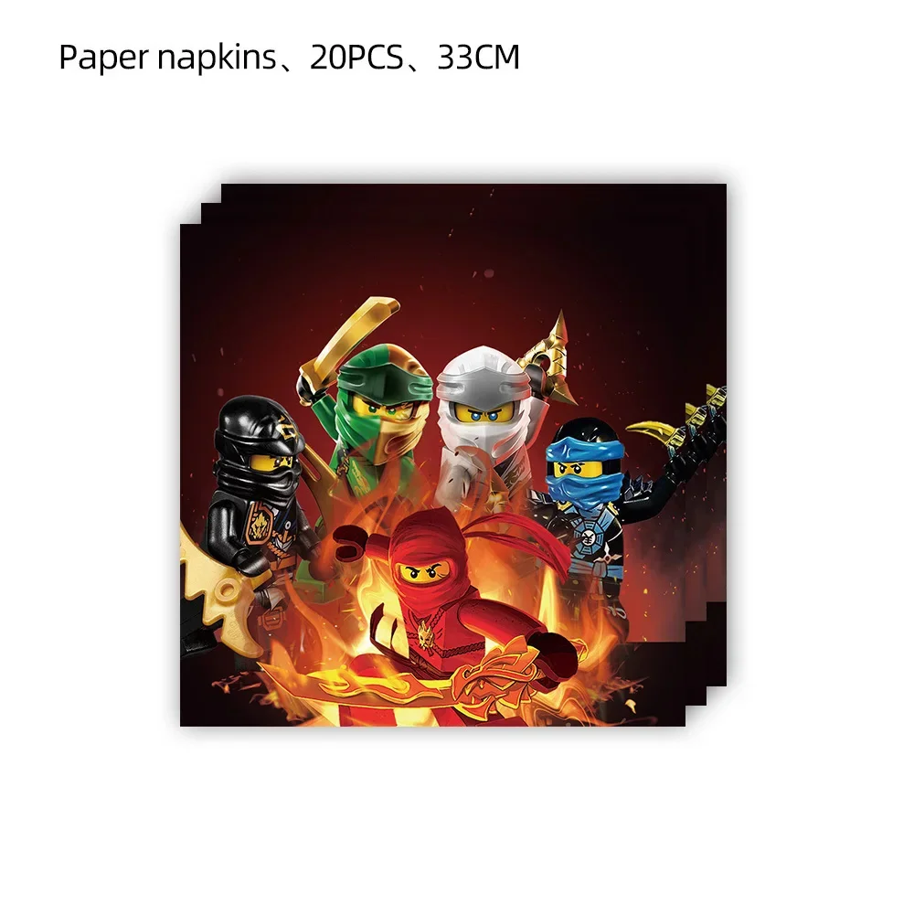 Cartoon Ninja Decorazioni di compleanno Stoviglie di carta Piatto Tazza Tovaglia Palloncini foil Banner per bambini Toppers per torte Articoli per feste 4