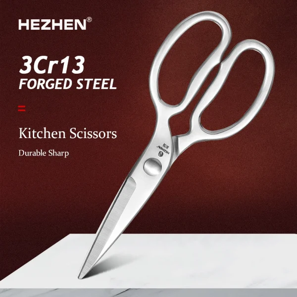 HEZHEN 3Cr13 Forbici da cucina multifunzionali in acciaio forgiato Forbici per noci Accessori da cucina affilati Forbici per la casa 2