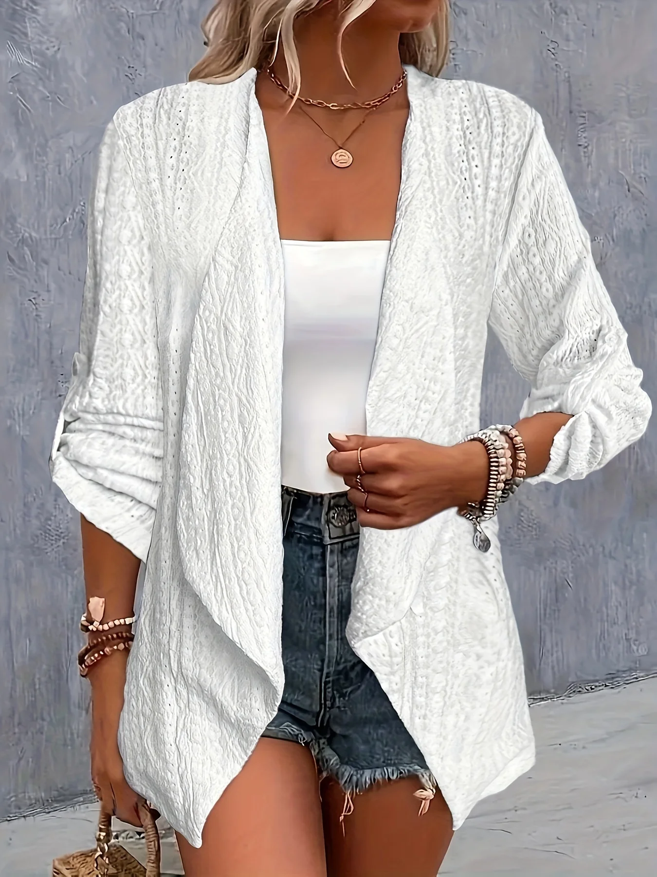 Cappotto da donna allentato moda casual elegante taglie forti Temperamento Cappotto da donna a maniche lunghe Weekend per le vacanze 3