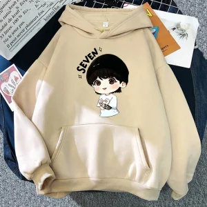 JungKook Seven Felpa con cappuccio da donna Harajuku estetica divertente Kawaii felpe con cappuccio unisex autunno casual pullover in pile felpe taglie forti 1