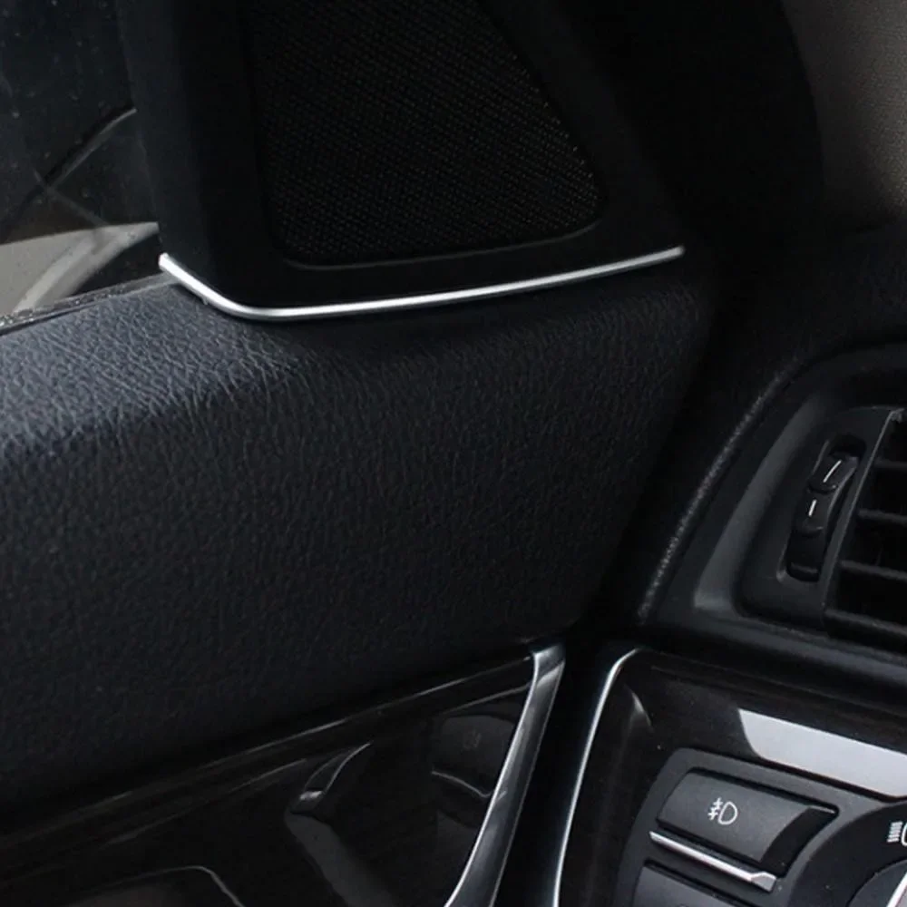 2/4PCS Porta Anteriore Altoparlante Copertura Gap Trim Argento ABS Modanature Interne per BMW Serie 5 F10 2011-2013 Accessori Per Interni Auto 5