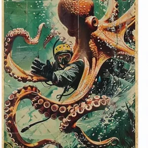 Targa in metallo vintage Tutto ti ucciderà così scegliere qualcosa di divertimento Diver e polpo Wall Art Decorazione della casa Poster Inspir 1