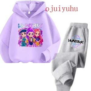 2025 film stile coreano Imposta felpe con cappuccio per bambini Kpop Demon Hunters Pullover Felpa Trucksuit Cartoon Girls Boy Abbigliamento per bambini 1