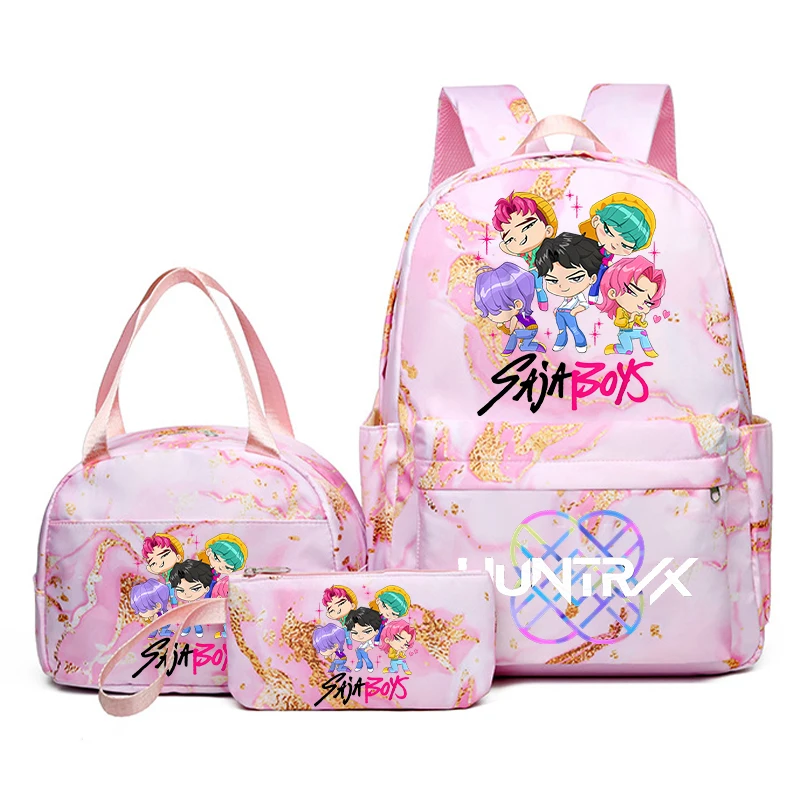 3 pezzi K Pop Demon Hunter Zaino per bambini Astuccio per matite Zaini stampati per cartoni animati Zaino per scuola di grande capacità per ragazze Regali di compleanno 6