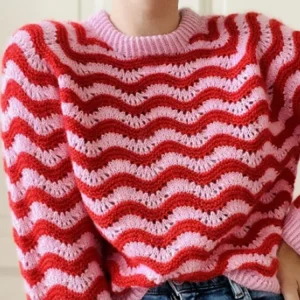 2025 Nuovo Inverno Onda Maglione A Righe per Le Donne Jacquard Lavorato A Maglia Manica Lunga Vestiti Caldo Addensare Maglioni Pullover Magliette E Camicette Maglieria 1
