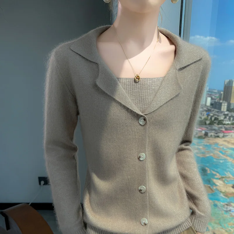 Autunno e inverno versione coreana cardigan in cashmere visone giacca moda donna temperamento colletto maglione versatile lavorato a maglia 6