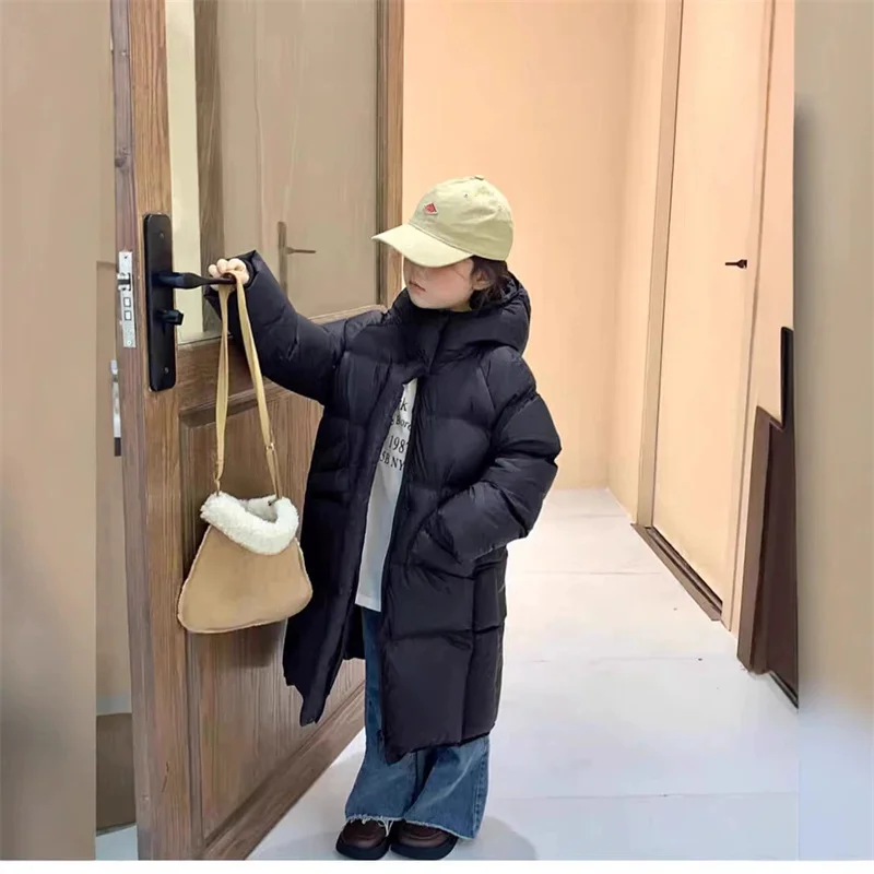 Ragazze Ragazzi Addensare Cappotto di cotone Inverno caldo per bambini Vestito da neve Kid Giacca lunga con cerniera con cappuccio Autunno Nuovo abbigliamento moda casual 4