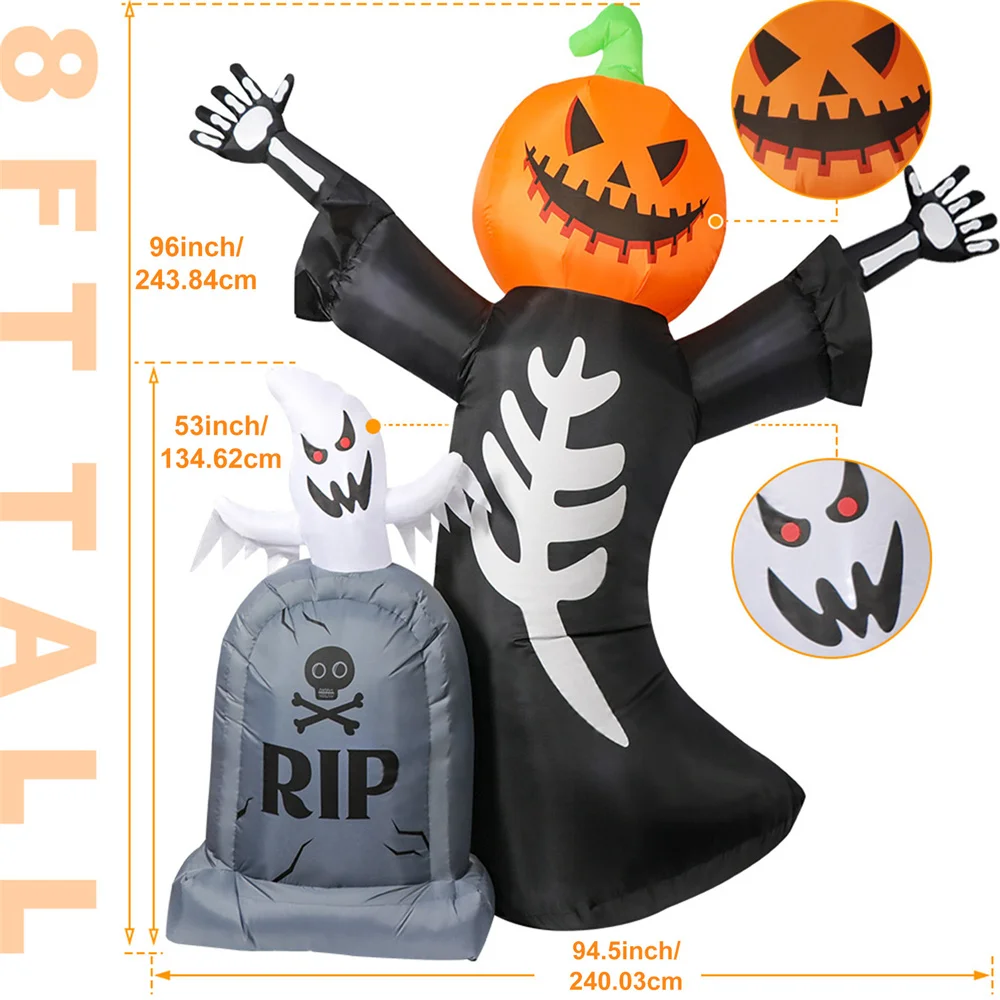 Gonfiabile Halloween Lapide Fantasma Zucca Teschio/Finestra Arrampicata Strega, con LED Per L'outdoor Casa Cortile Decorazione del Giardino Prop 3