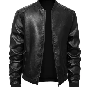 Giacca da uomo in ecopelle, giacca da motociclista da uomo, stile motociclistico, giacca in pelle da uomo vintage, per motociclismo, attività all'aperto 1