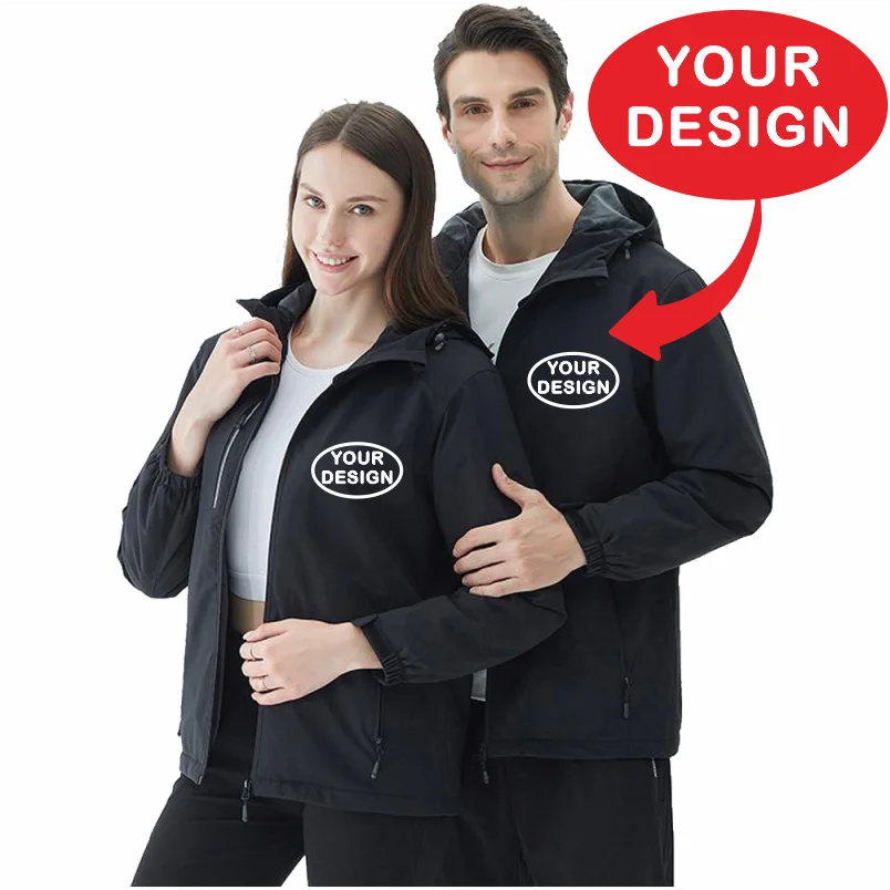 Giacca invernale con LOGO personalizzato Giacca a vento spessa calda impermeabile Design del marchio Cappotto antivento da esterno con ricamo stampato 3