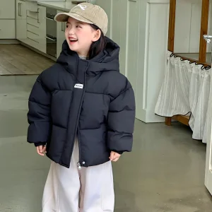 Piumino da ragazza Abbigliamento invernale in cotone da ragazzo Capispalla caldo con cappuccio per bambini 2025 Nuova moda Parka Giacca casual autunnale per bambini 1