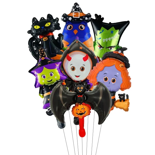 10/30/50pcs Mini Elemento di Halloween Pipistrello della Morte Zucca Palloncini a Bobina in Alluminio Stile Casuale Decorazione della Festa di Halloween 2