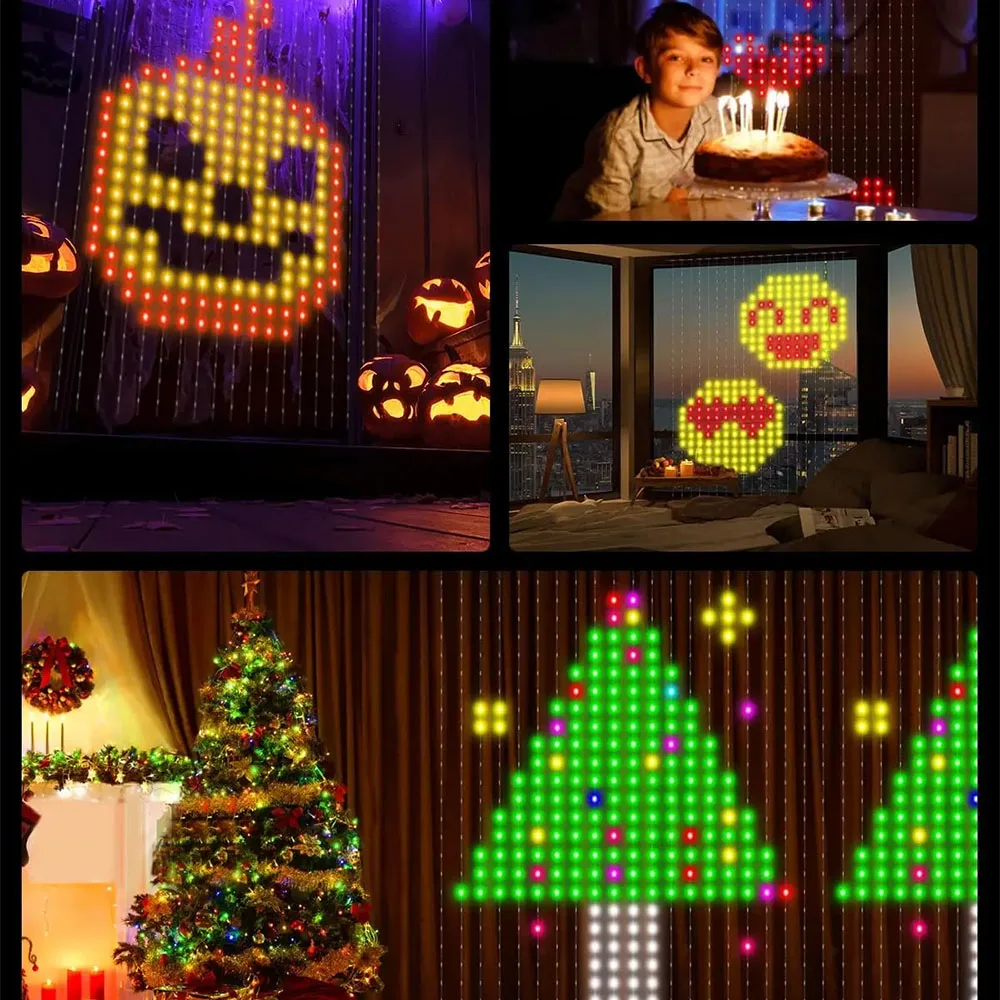 Luci per tende a LED intelligenti da 400 LED con telecomando APP Luci a corda da 6,6x6,6 piedi per camera da letto, soggiorno, decorazioni per finestre, feste 4
