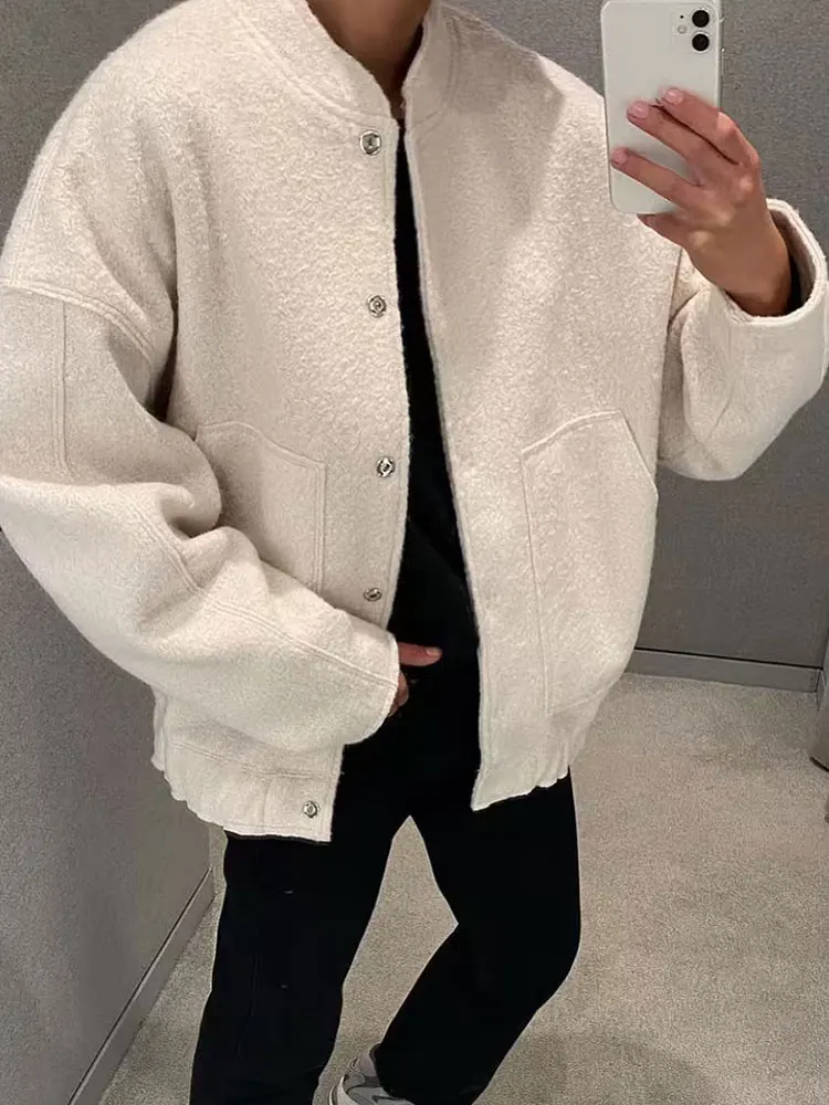 HH 2025 Giacca da strada invernale da donna Tasca tinta unita Giacca monopetto Giacca casual versatile da donna Cardigan Top 3