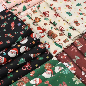 Tessuto stampato natalizio cartone animato da 0,5 m/1 m/5 m per tovaglie, tende, stoffa decorativa natalizia, tessuti da cucito fai da te fatti a mano 1
