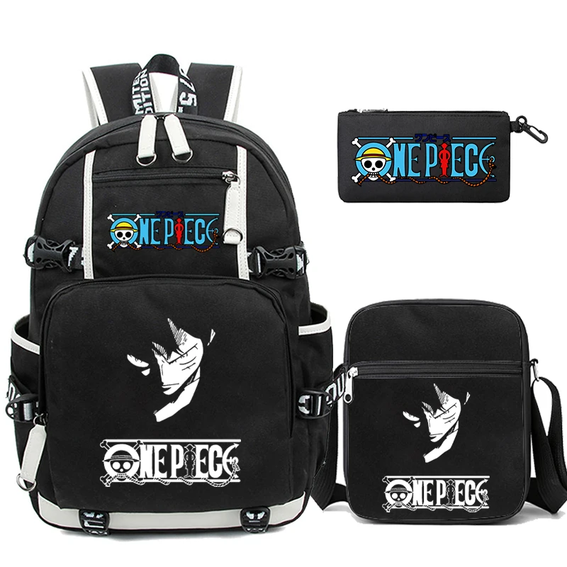 3 pz/set Anime One Piece Stampato Zaino con Borsa a Tracolla Pengcil Caso per Adolescente Ragazza Ragazzo Ritorno A Scuola Bookbag Zainetto 3