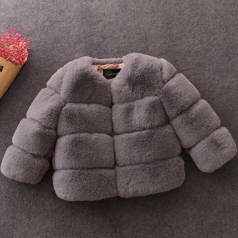 Cappotto di pelliccia per ragazze Giacca in cotone Capispalla Cappotto 2025 Solido caldo addensato più velluto Autunno inverno Adolescente Fuzzy Abbigliamento per bambini 3