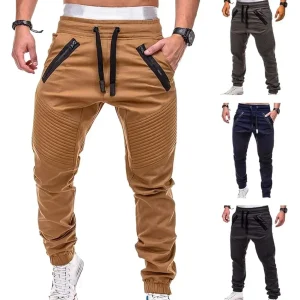 Pantaloni tascabili regolabili con coulisse da uomo moda primavera e autunno nuovi pantaloni da uomo Casual da Jogging abbigliamento a righe Slim Fit 1