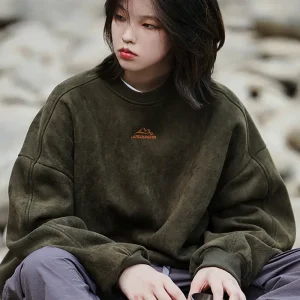 TFETTERS Felpa in pelle di camoscio per uomo in pile 2025 Autunno Inverno caldo O collo coppie pullover all'aperto moda abiti maschili 1