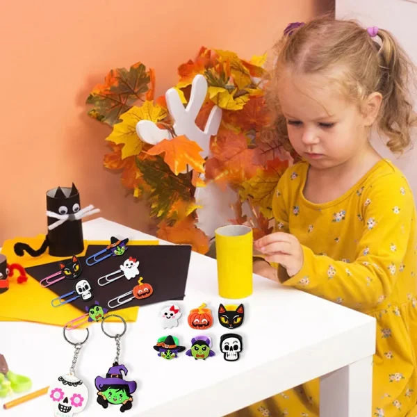 6-40 pezzi Regali di Halloween Giocattoli Bracciale schiaffo Strega Scheletro Zucca Fantasma Portachiavi Festa Kid Tornante Anello Bomboniera di compleanno Forniture 6