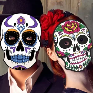 Maschera da teschio messicano del festival Maschera a pieno facciale leggera e resistente per le celebrazioni culturali del giorno di Halloween dei morti 1