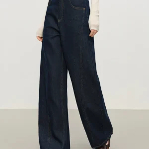 FSLE Jeans versatili casual blu dritti retrò per donna Inverno 2025 Nuovo outfit quotidiano ampio All-match 1