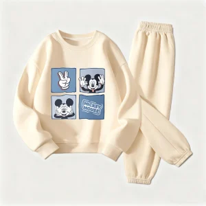 Abiti a maniche lunghe per bambini Bella felpa con cappuccio girocollo Pantaloni tutto-fiammifero Due pezzi Set di abbigliamento casual allentato per bambini Abbigliamento per bambina 1