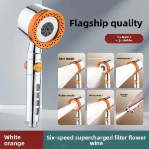 Nuovo soffione doccia con filtro per risparmio idrico ad alta pressione, 5 modalità, soffione doccia portatile, set di accessori per il bagno con arresto a un pulsante 1