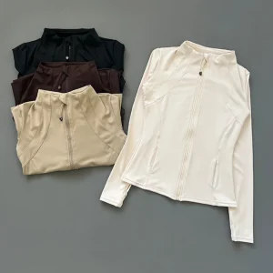 Giacca fitness da donna con colletto rialzato ad asciugatura rapida, cerniera aderente, abbigliamento da yoga, manica lunga, traspirante, corsa, sport, ciclismo 1