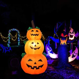 Zucca gonfiabile di Halloween da 1,2 m con decorazione esterna a LED Horror Casa Giardino Cortile Decorazione lapide Puntelli infestati 1