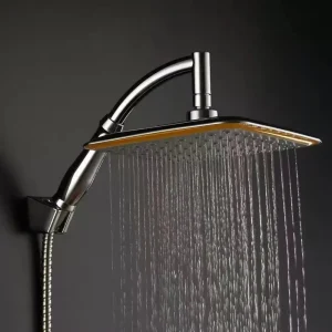 Soffione doccia a pioggia da bagno con rotazione di 9 pollici a 360 gradi, ABS cromato, braccio di prolunga per doccia a risparmio idrico, soffione doccia sottile 1