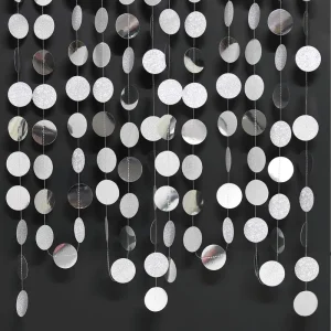 Glitter Silver Circle Dots Garland Hanging Dot Streamer Party Decoration Banner sfondo compleanno matrimonio Baby Shower fidanzamento 1