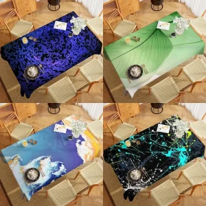Tovaglia blu astratta Tovaglia da cucina per ristorante Soggiorno Decorazione domestica Decorazione rettangolare per feste 1