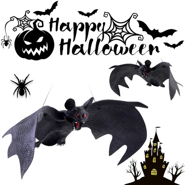 Ornamenti per pipistrelli da appendere di Halloween - Simulazione realistica Decorazioni per feste natalizie Puntelli da appendere per casa stregata per l'atmosfera spettrale 3