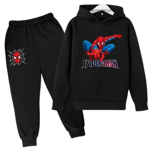 Felpa con cappuccio per bambini autunno inverno Spider-Man abbigliamento per il tempo libero tuta sportiva felpa + pantaloni set Adatto 3-12 anni Ragazzi ragazze regalo 1