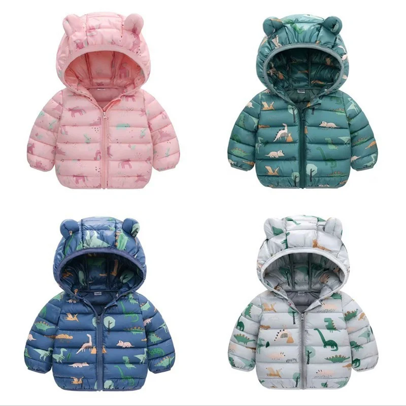 Ragazzi Ragazze Piumini caldi Autunno Inverno Giacche Stampa Cappotto con cerniera Bambini Capispalla corto con cappuccio Abbigliamento per bambini 1-6 anni 3