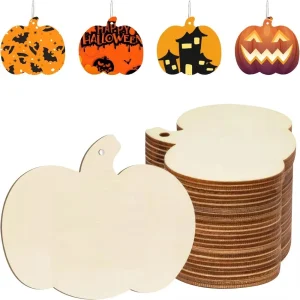 10/20 pezzi ritagli di zucca in legno ornamenti di legno di zucca di Halloween con corda zucca decorativa in legno per trucioli di legno fai da te 1