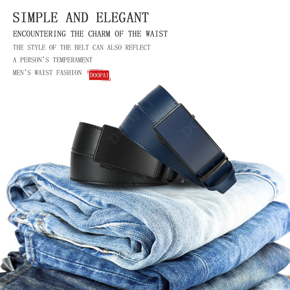 Fibbia a pellicola automatica con superficie in sabbia metallica, cintura/cintura da lavoro premium da uomo in pelle bovina di alta qualità, colore opzionale 3