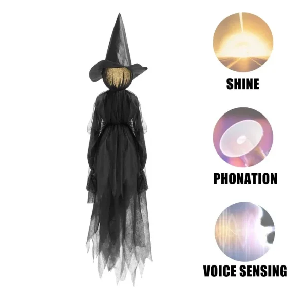 Streghe illuminate di Halloween da 1,5 m Controllo vocale Streghe urlanti Decorazione spaventosa Streghe attivate dal suono che tengono le mani per la casa 6